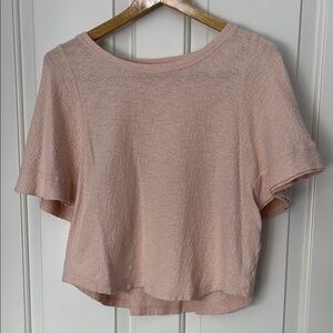 Madewell Pink Angel Sleeve Crop Shirt